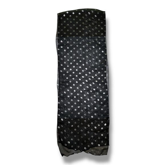 Black with Golden Polka Dots Rectangular Scarf 60” X 10.5” - Picture 3 of 3